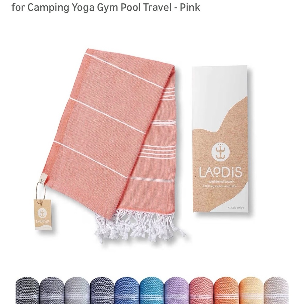 Beach towel/lightweight, pink striped